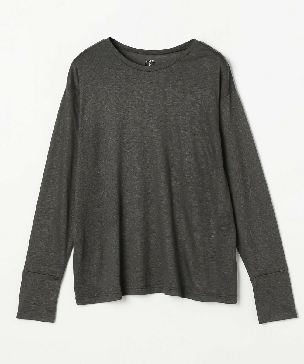 LOISIR リネンレーヨン天竺ロングスリーブTシャツ チャコールグレー