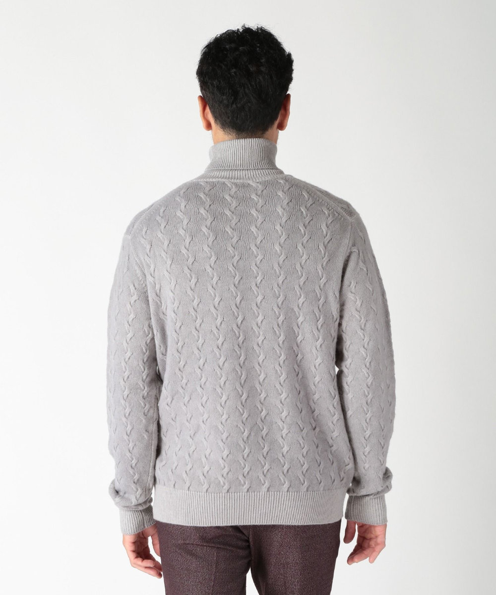 MEN'S BIGI 5ゲージスノー加工ケーブルタートルネックセーター グレー