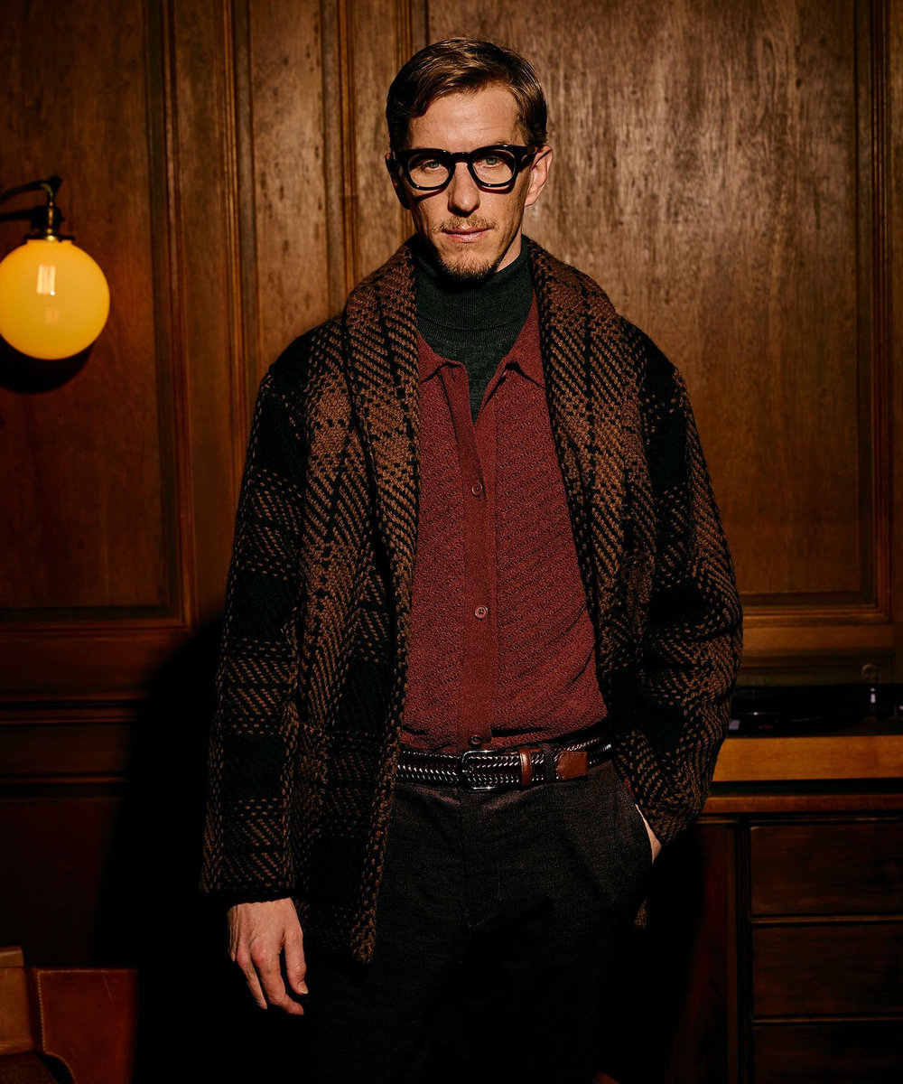 MEN'S BIGI 《John Braniganコラボ》ショールカラーニットジャケット ブラック系その他