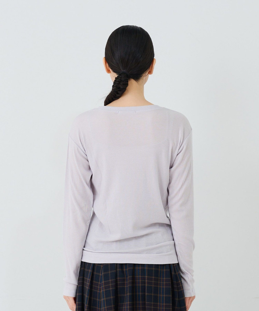 ADIEU TRISTESSE カシミヤシルククルーネックカットソー ライトグレー