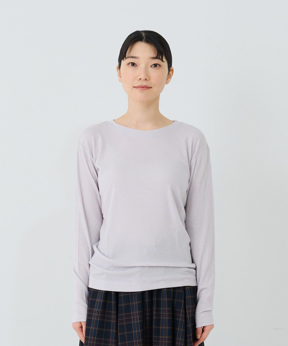 ADIEU TRISTESSE カシミヤシルククルーネックカットソー ライトグレー
