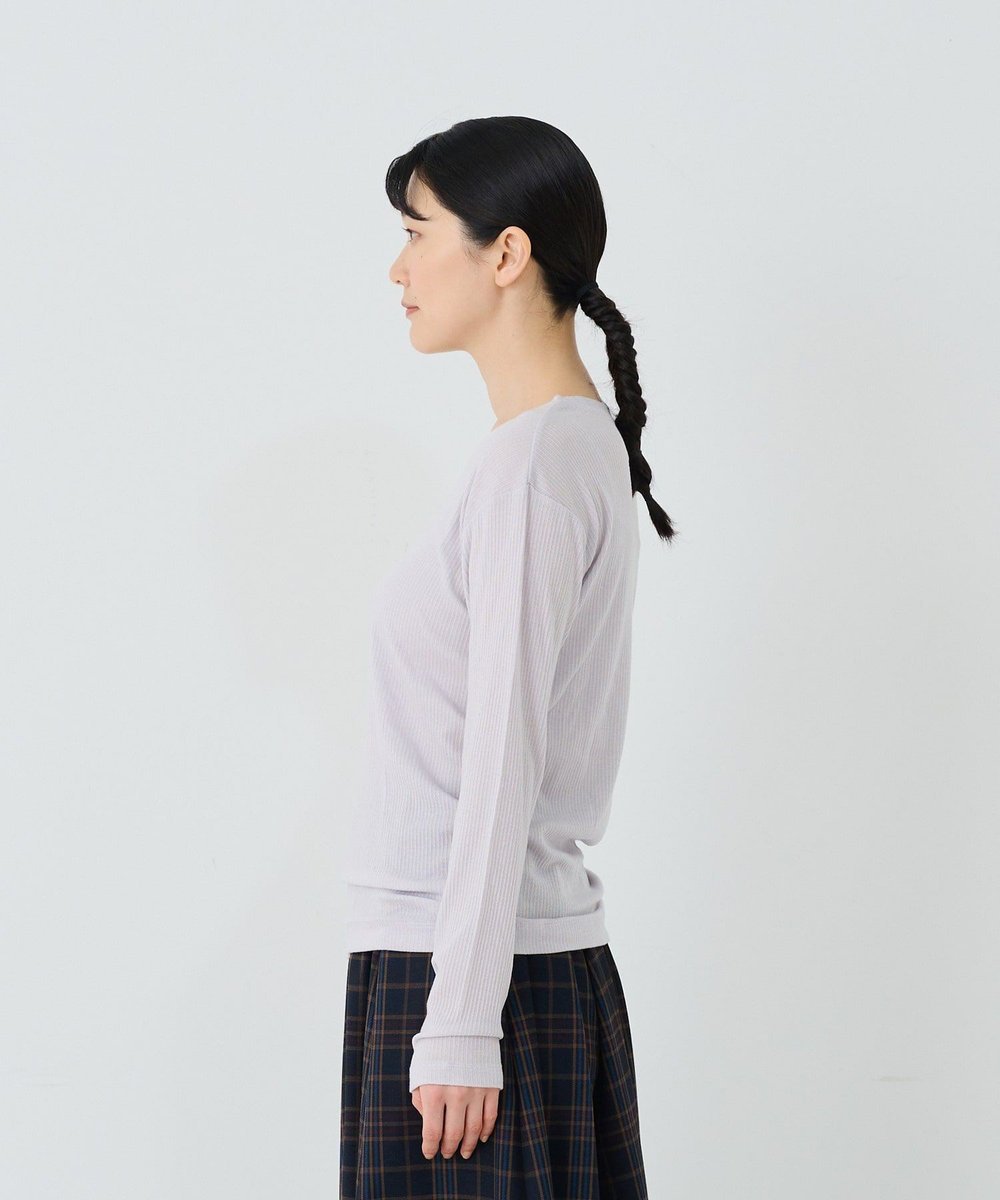 ADIEU TRISTESSE カシミヤシルククルーネックカットソー ライトグレー