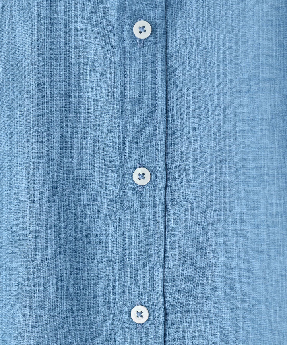 MEN'S BIGI トリアセ麻調 7分袖シャツ＜接触冷感/UVカット/イージーケア＞ ブルー