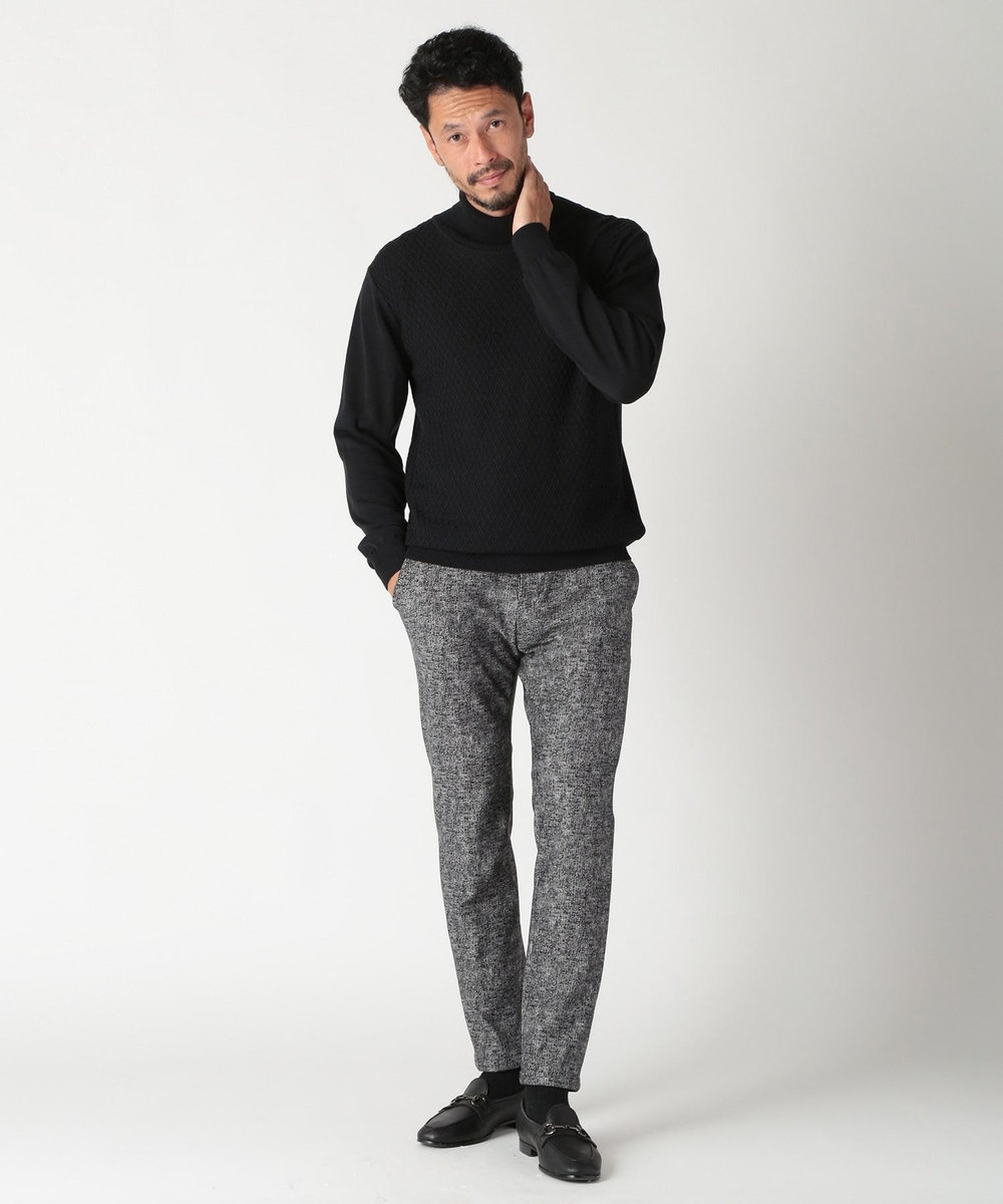 MEN'S BIGI 【ACTIVE TAILOR】ヒートパフォーマーツイード調プリントパンツ（セットアップ対応） ブラック