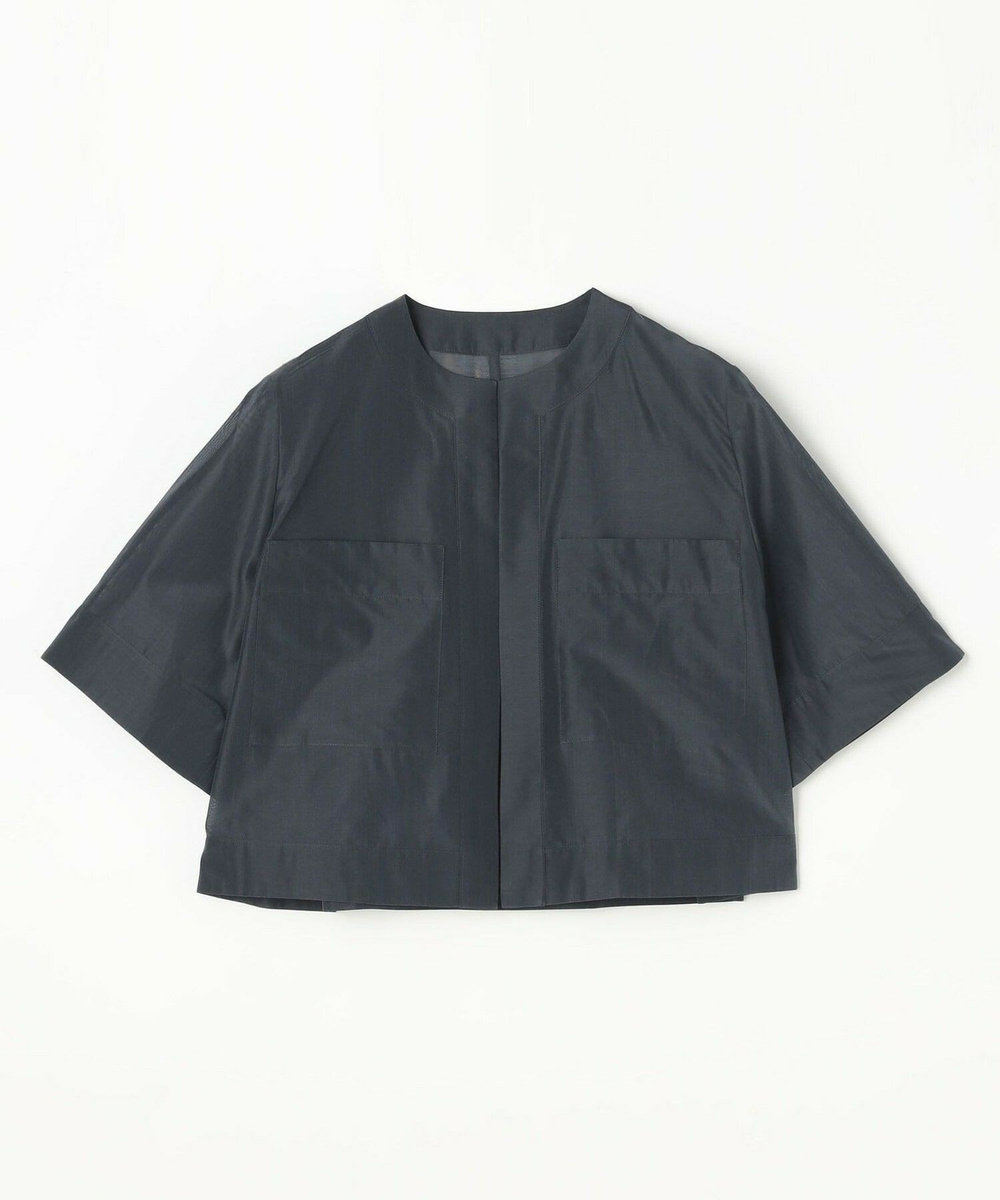 L'EQUIPE COUTURIER C/SEオーガンジーノーカラージャケット ネイビー