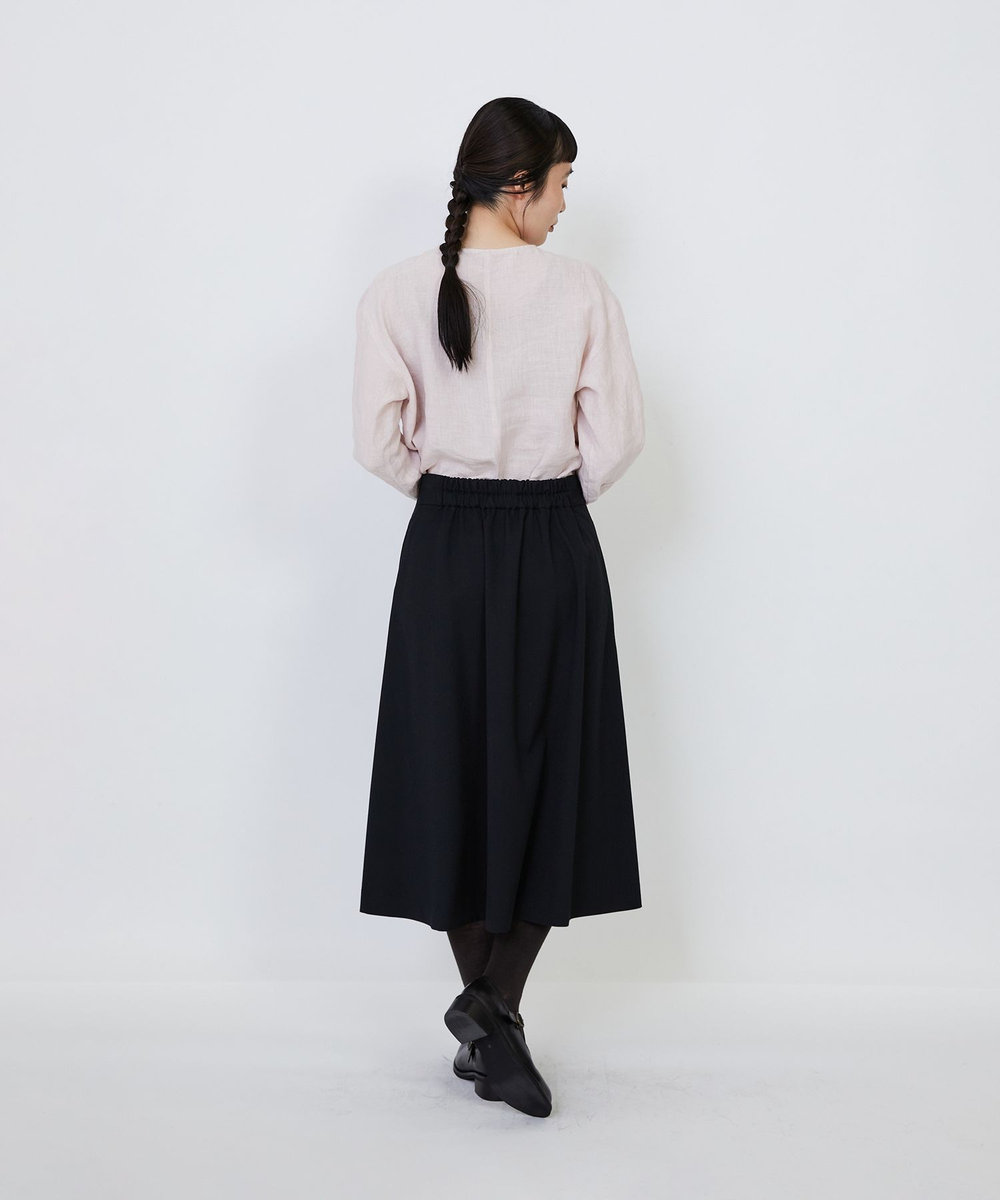 LOISIR 【MTサイズ有り】ギャバジンラップスカート ブラック