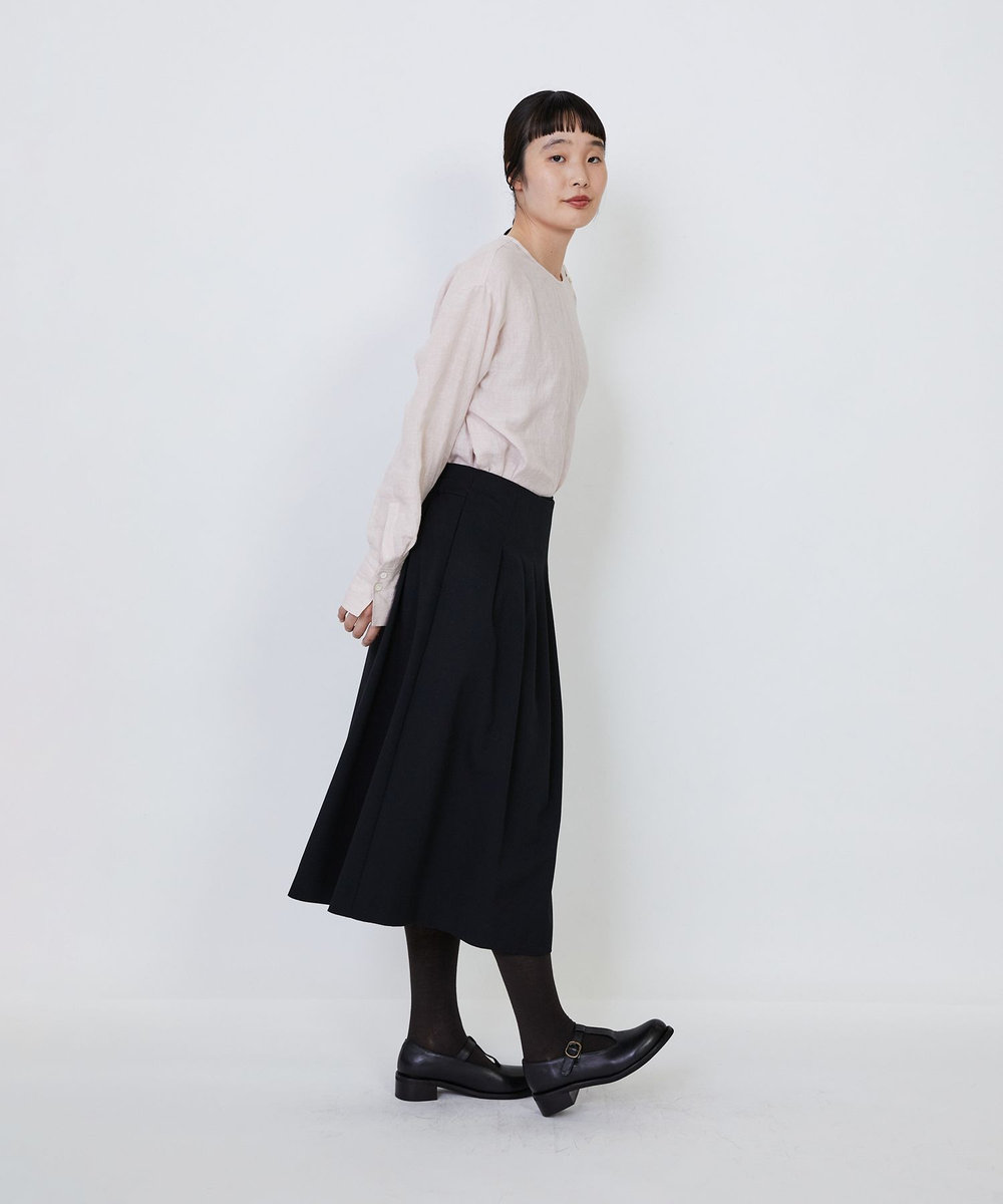 LOISIR 【MTサイズ有り】ギャバジンラップスカート ブラック
