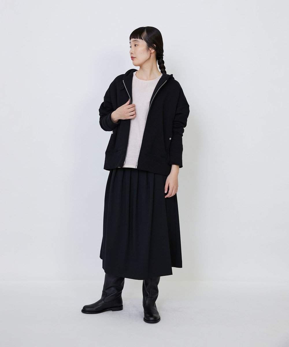 LOISIR 【MTサイズ有り】ギャバジンラップスカート ブラック