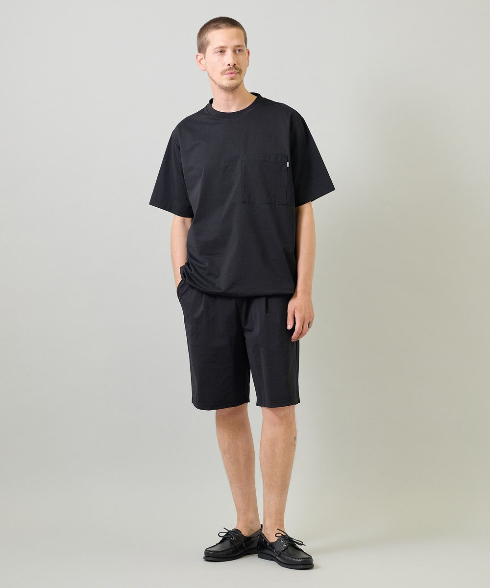 UNION STATION ペーパータッチドローコードTシャツ＜ストレッチ・速乾・マシンウォッシャブル・イージーケア接触冷感＞ ブラック