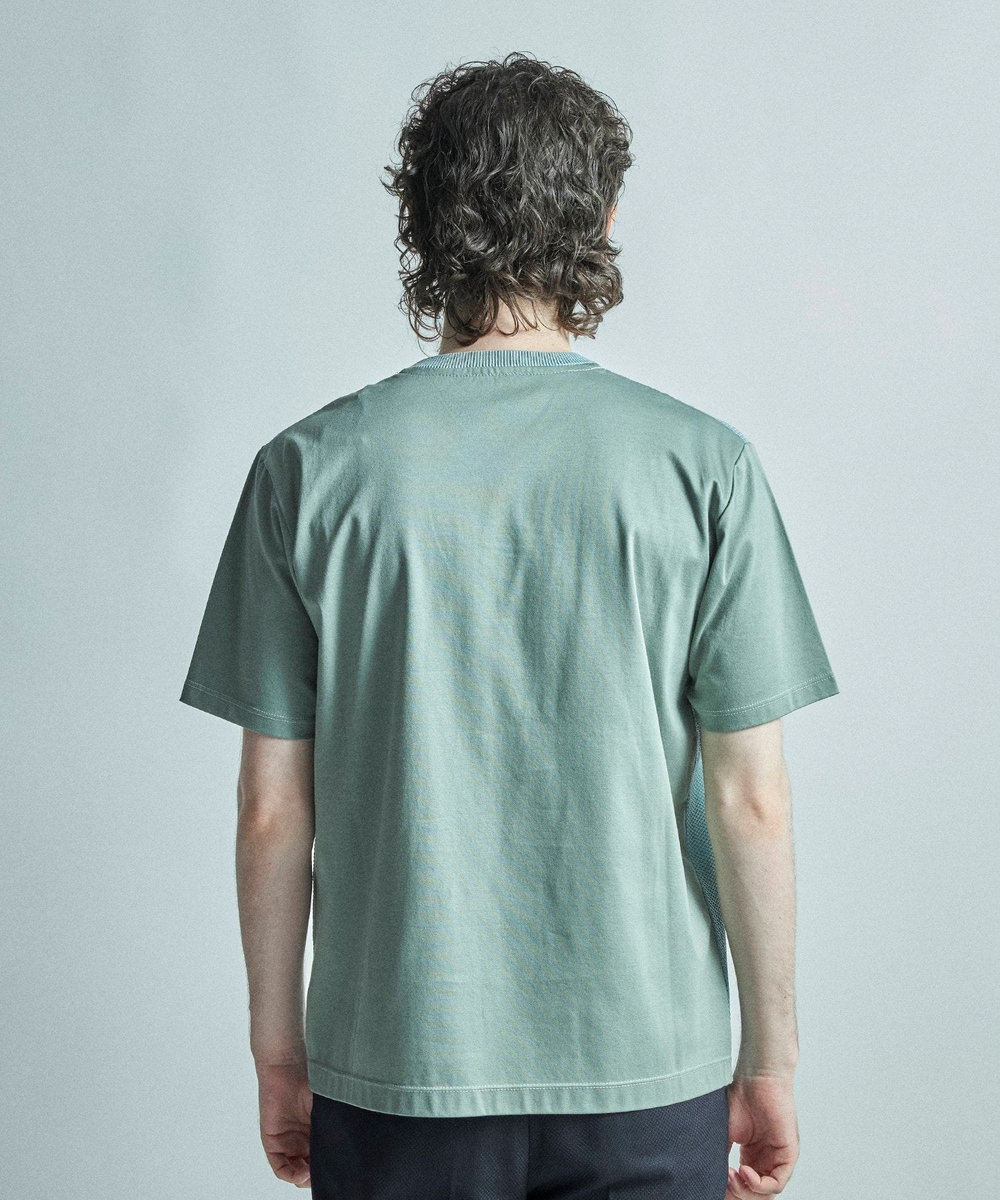 MEN'S BIGI サマーニットコンビVネック半袖Tシャツ ミント