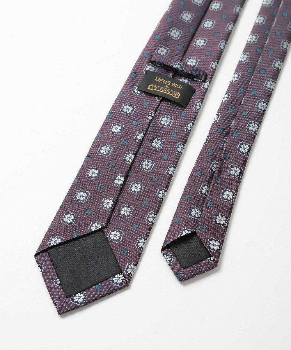 MEN'S BIGI 【TIE YOUR TIE(タイユアタイ)】ヴィンテージフラワー柄ネクタイ ボルドー