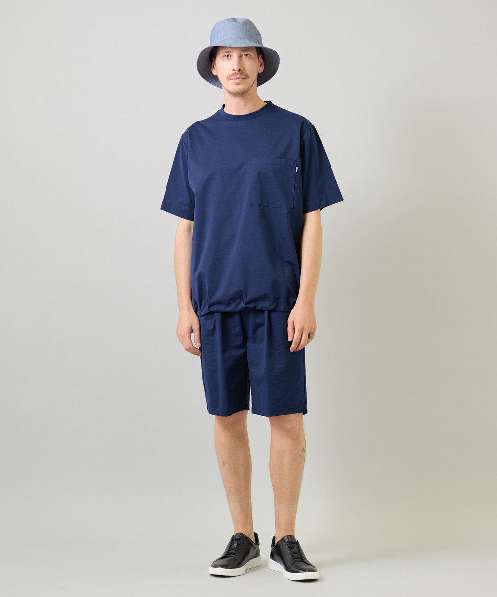 UNION STATION ペーパータッチドローコードTシャツ＜ストレッチ・速乾・マシンウォッシャブル・イージーケア接触冷感＞ ネイビー