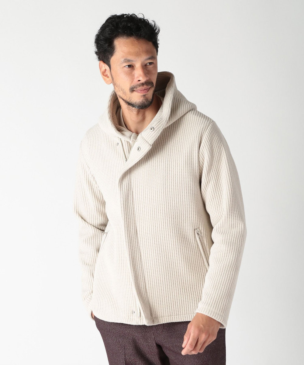 MEN'S BIGI ボリュームネック起毛ワッフルパーカー オフホワイト
