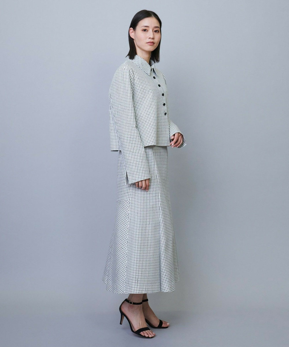 L'EQUIPE COUTURIER シルクテープチェックスカート ブラック