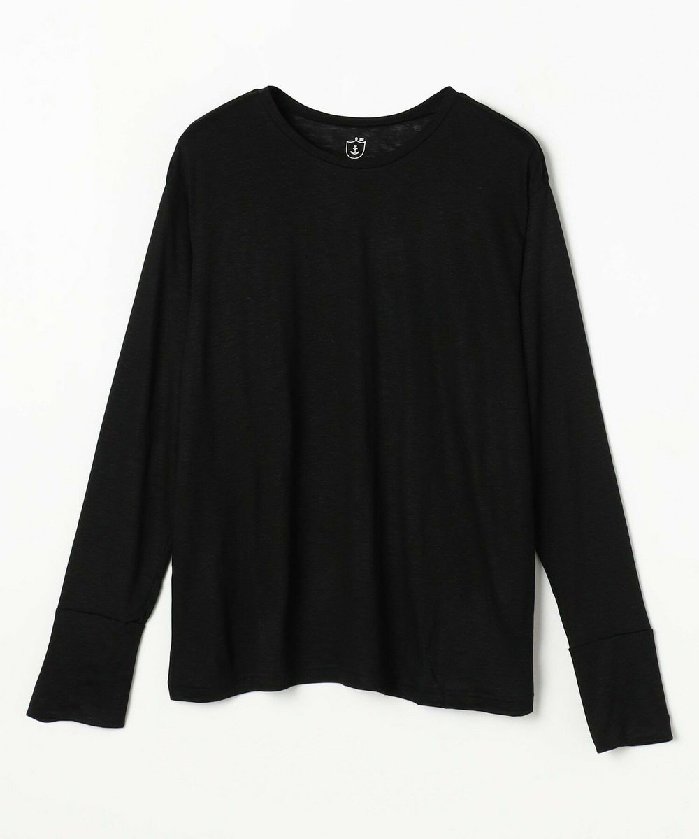 LOISIR リネンレーヨン天竺ロングスリーブTシャツ ブラック