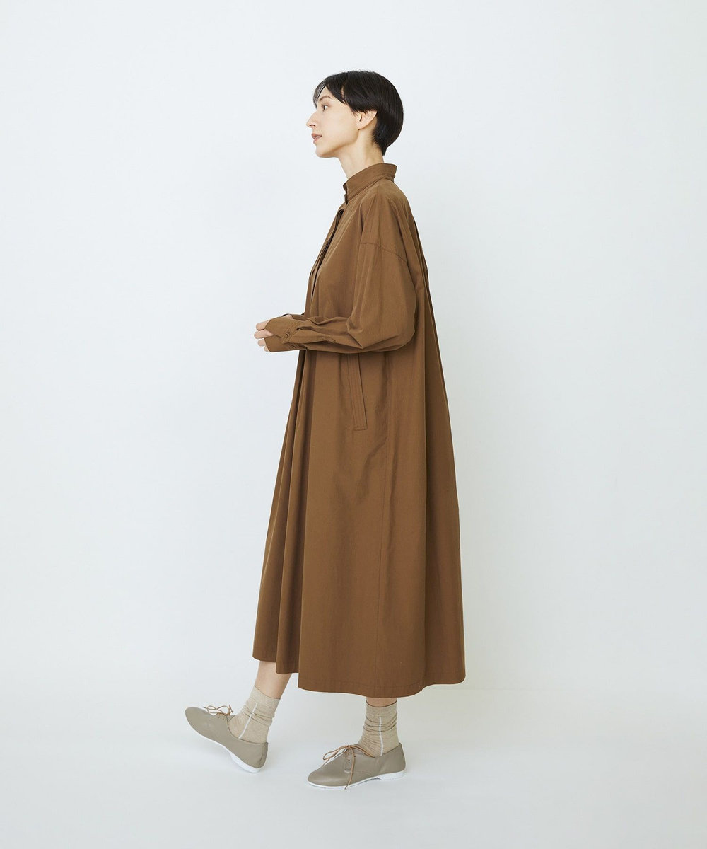 LOISIR コットンポプリンシャツワンピース ブラウン