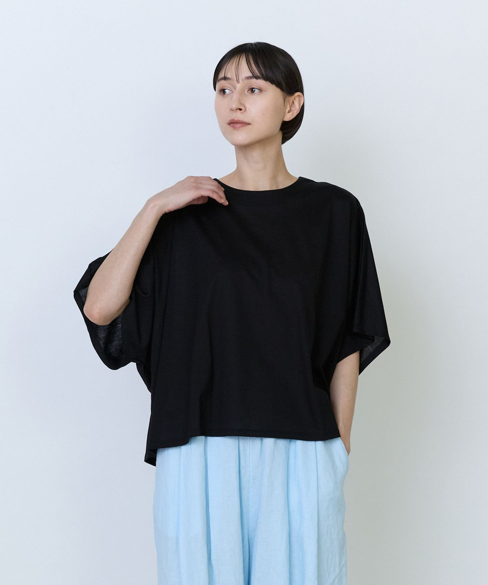 LOISIR リヨセル天竺ドルマンスリーブTシャツ ブラック