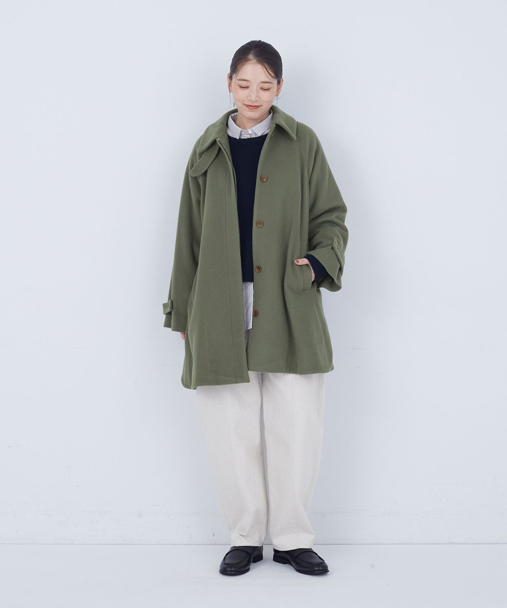 ADIEU TRISTESSE ウールビーバーハーフコート カーキ