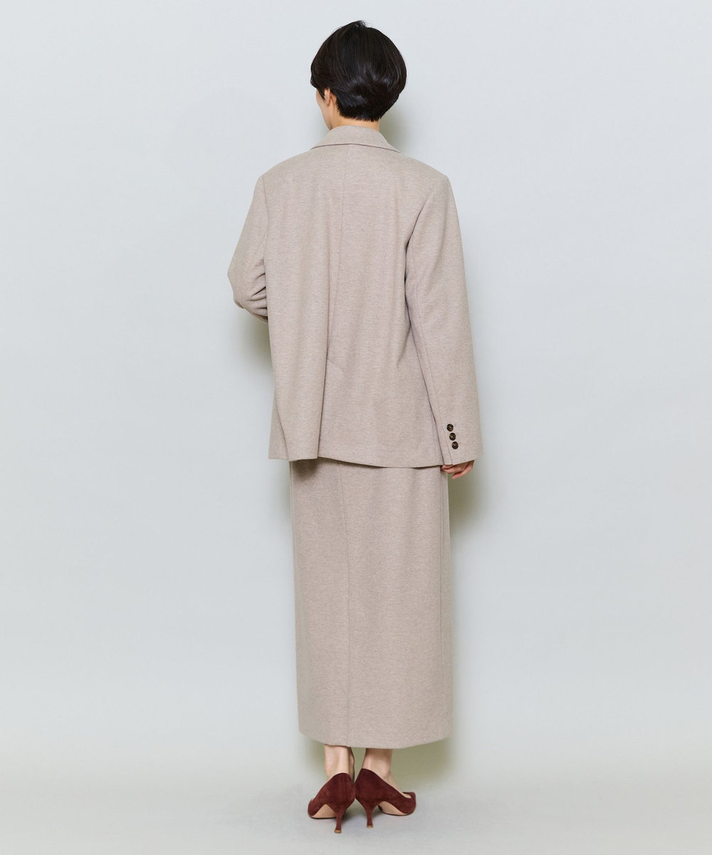MOGA ウールライクジャージストレートロングスカート ベージュ
