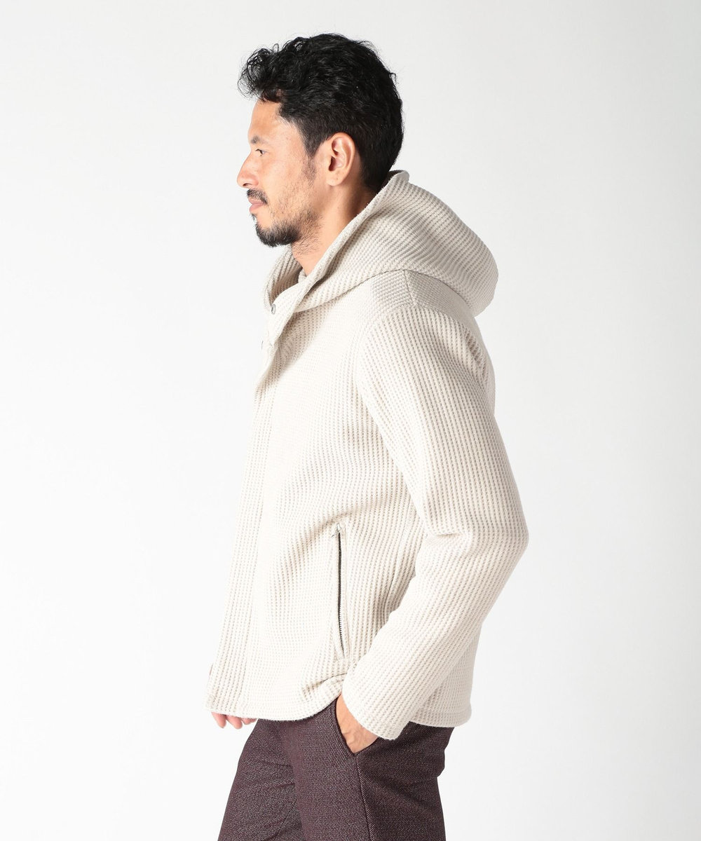 MEN'S BIGI ボリュームネック起毛ワッフルパーカー オフホワイト