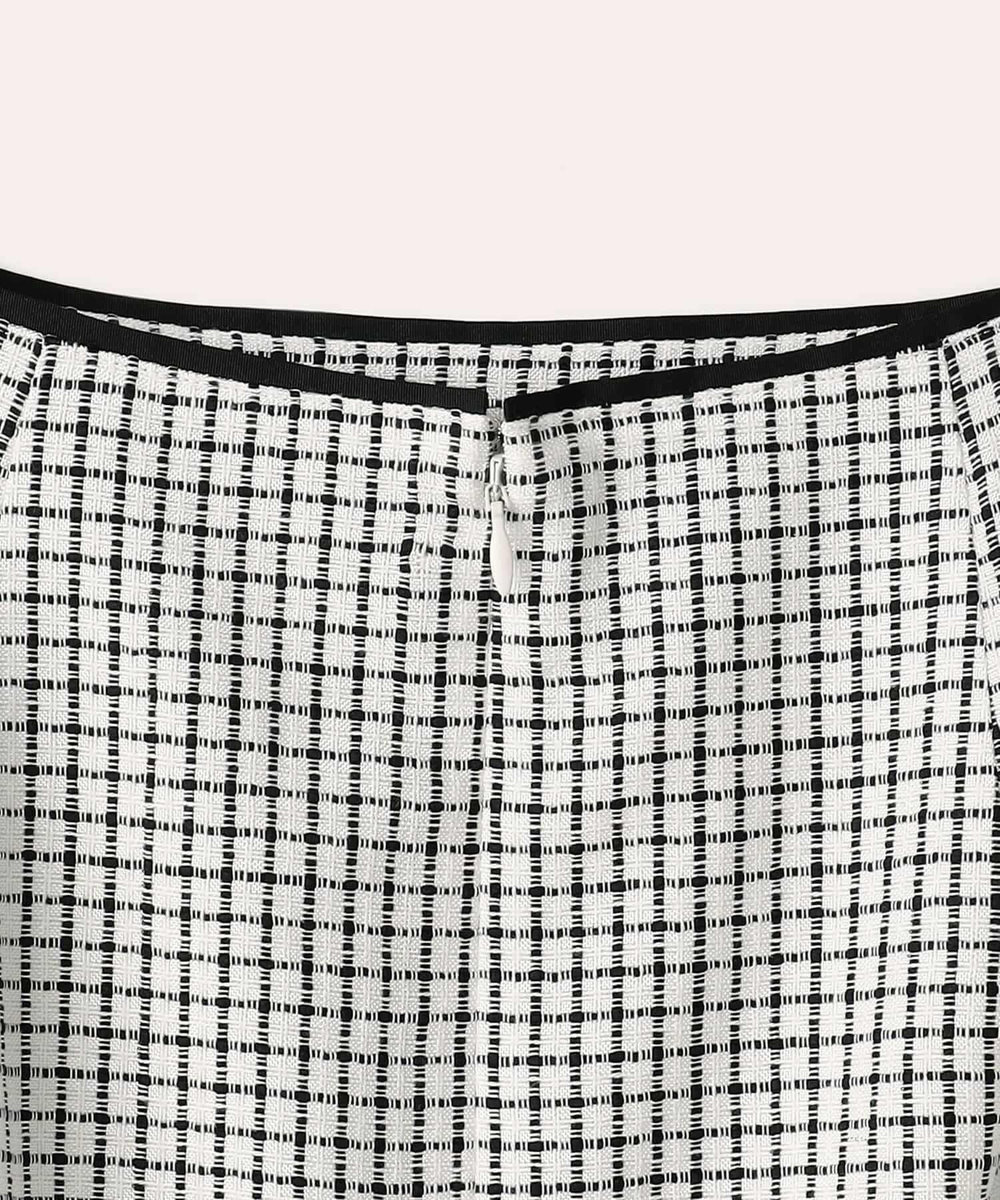 L'EQUIPE COUTURIER シルクテープチェックスカート ブラック
