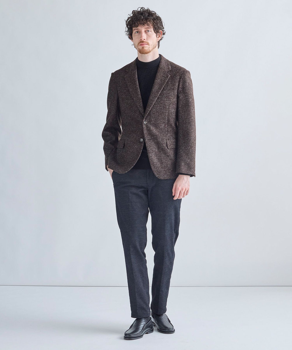 MEN'S BIGI Lanificio Romaウールジャージライクジャケット ブラウン