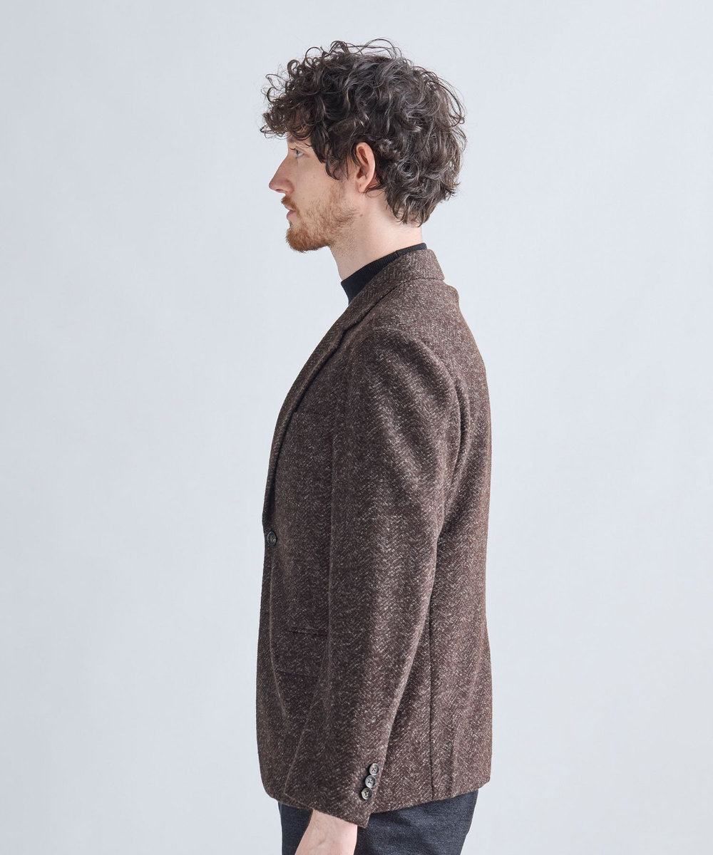 MEN'S BIGI Lanificio Romaウールジャージライクジャケット ブラウン