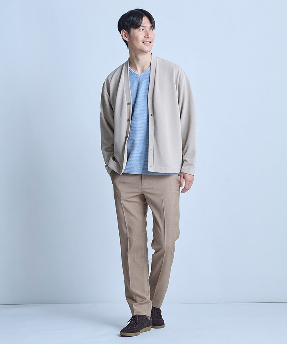 UNION STATION 【WEB限定】ストレッチリップルカーディガン＜ストレッチ・マシンウォッシャブル＞ グレー