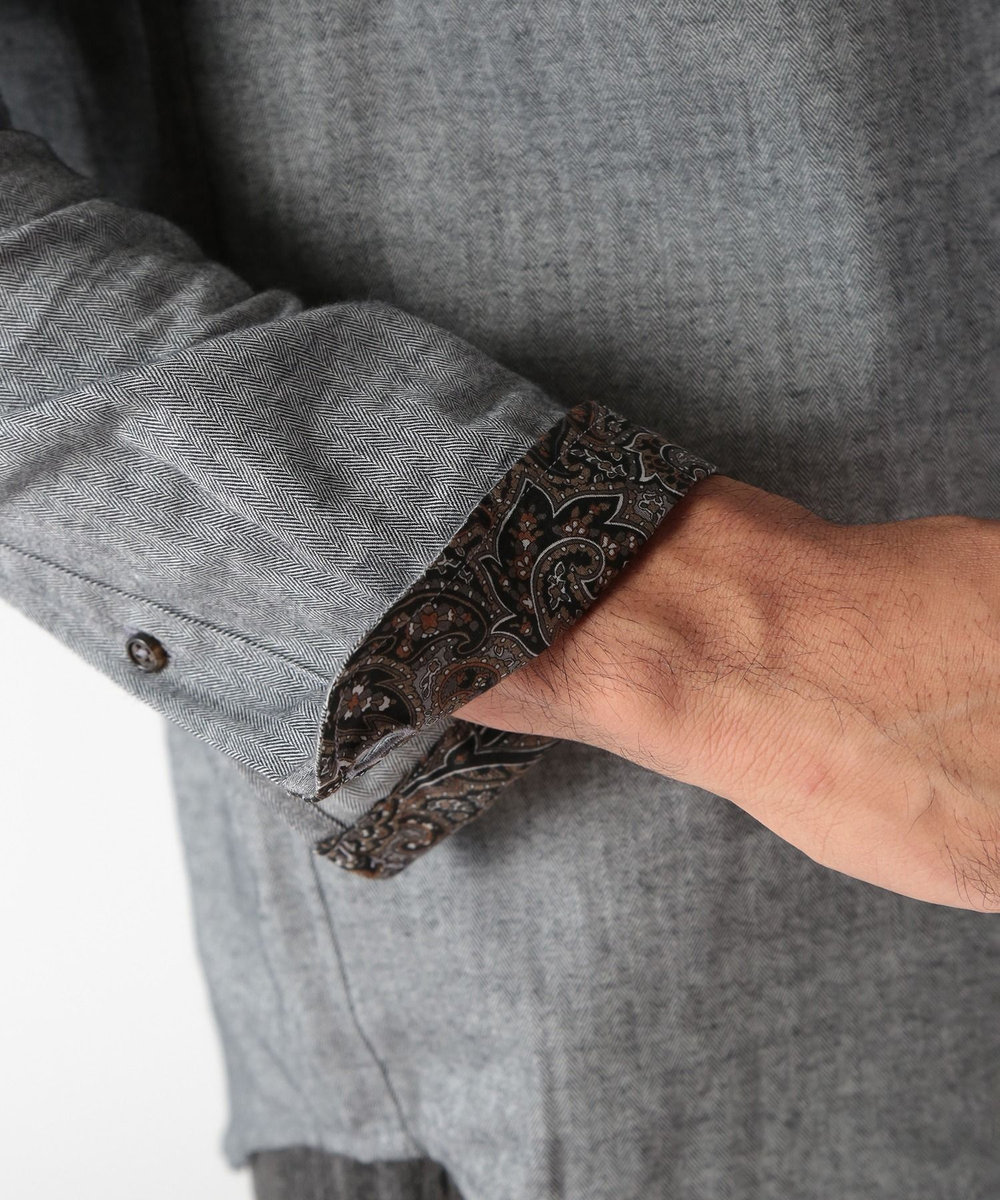 MEN'S BIGI コットンカシミアヘリンボーンシャツ ブラック