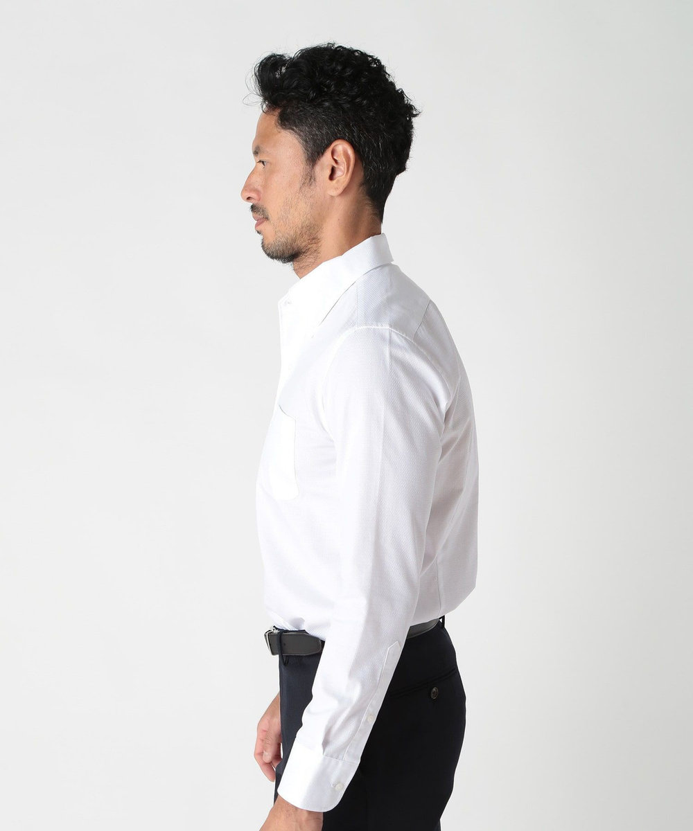 MEN'S BIGI コットンポリエステルドビーシャツ<吸水速乾> ホワイト