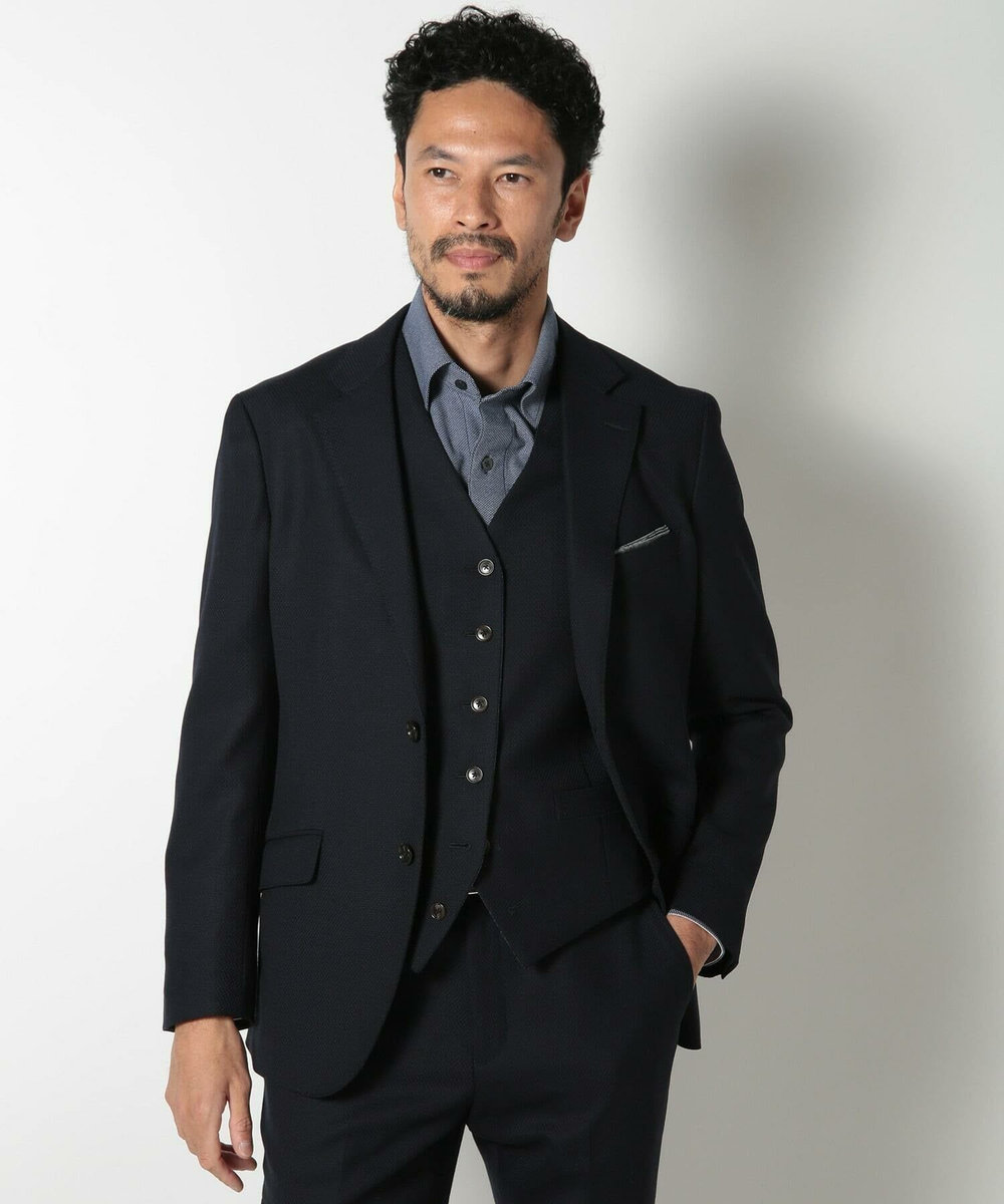 MEN'S BIGI ミックスヤーン/ポップサックテーラードジャケット ダークネイビー
