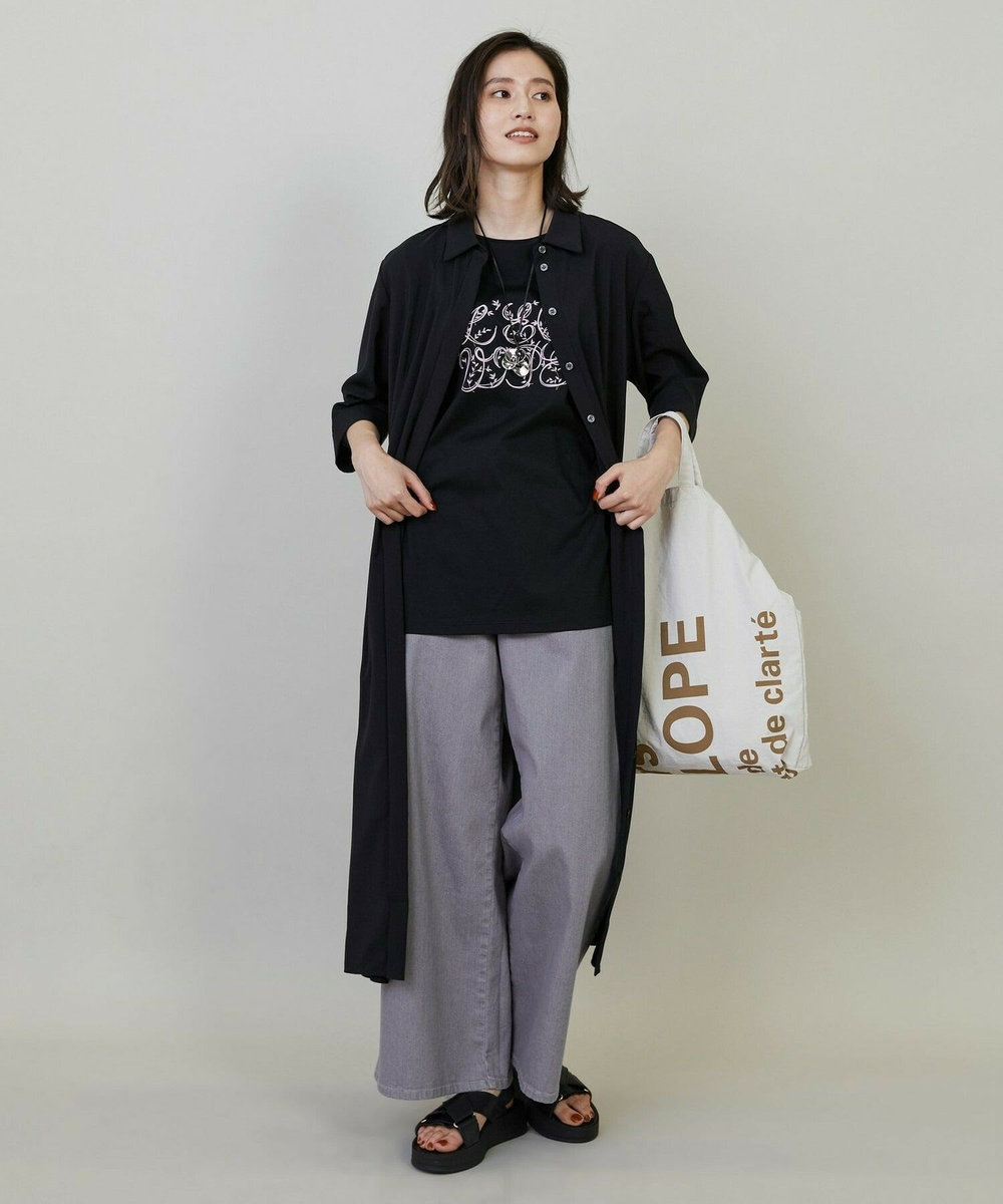 L'EQUIPE Lサイズ（大きいサイズ） 【大きいサイズ】コットンスムースロゴTシャツ ブラック