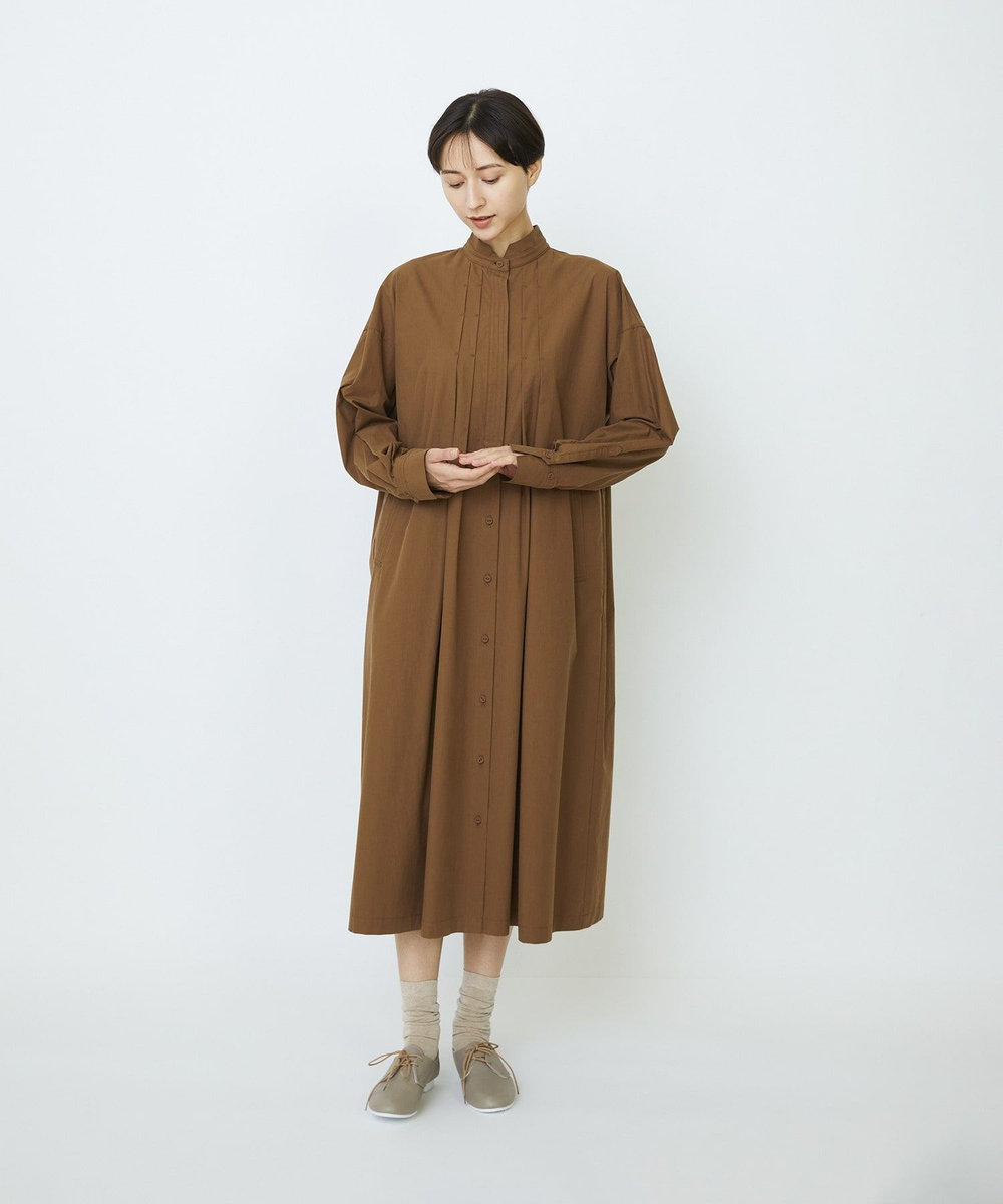 LOISIR コットンポプリンシャツワンピース ブラウン