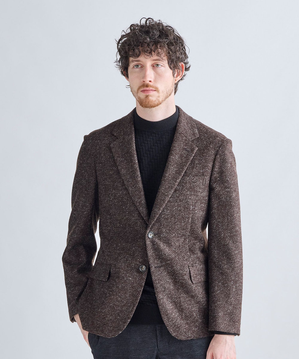 MEN'S BIGI Lanificio Romaウールジャージライクジャケット ブラウン