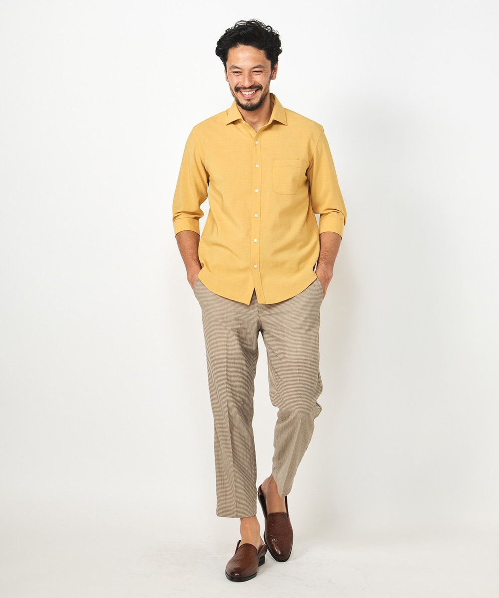 MEN'S BIGI 3Dサッカーストレッチアンクル丈イージーパンツ ベージュ