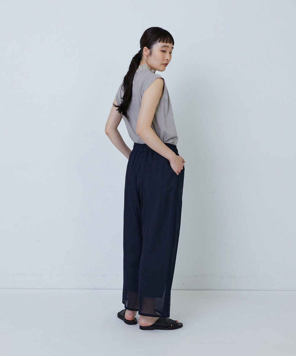 LOISIR 【MTサイズ有り】コットンレイヤードパンツ ネイビー