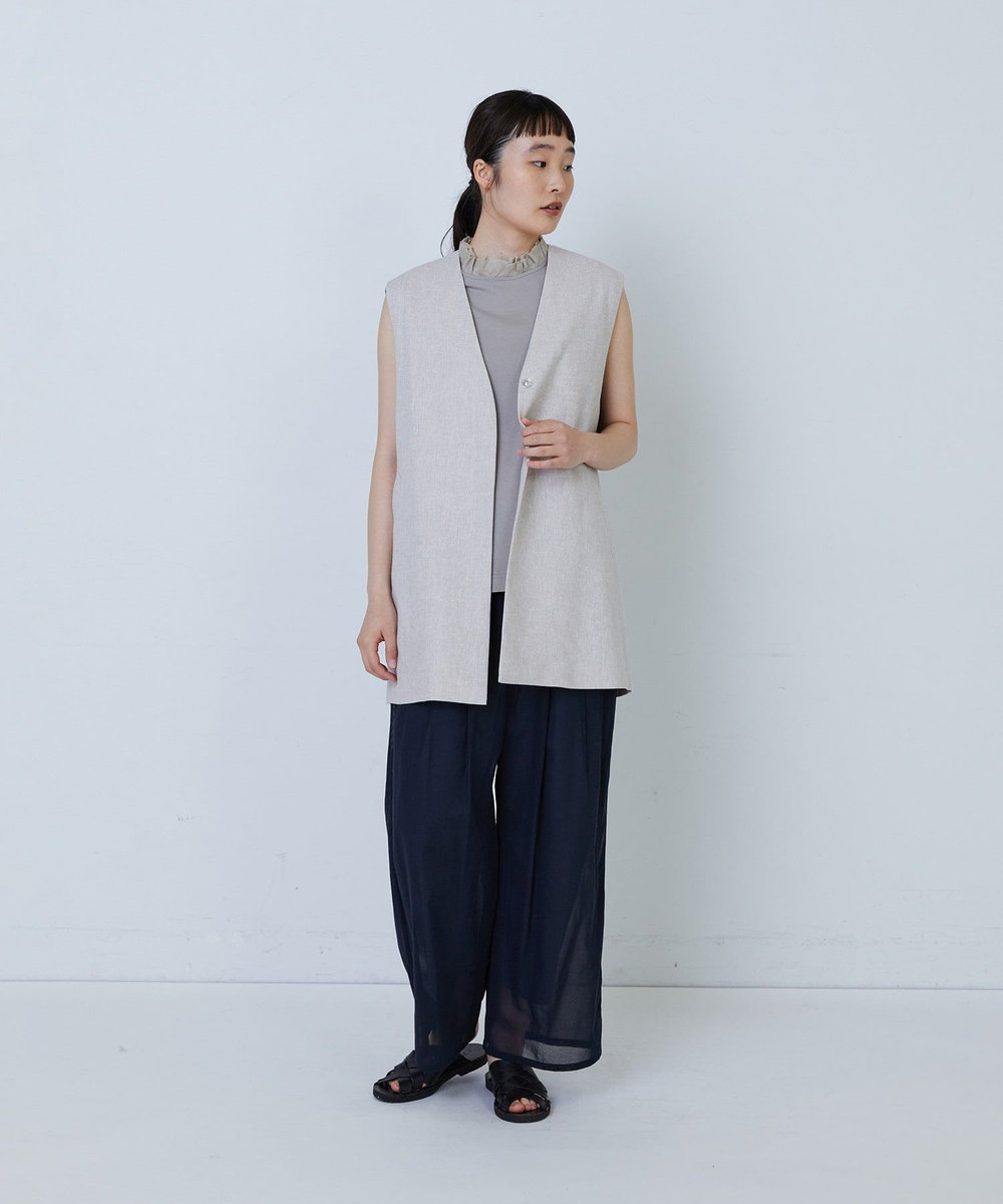 LOISIR 【MTサイズ有り】コットンレイヤードパンツ ネイビー