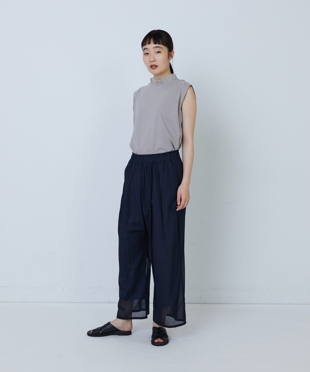 LOISIR 【MTサイズ有り】コットンレイヤードパンツ ネイビー