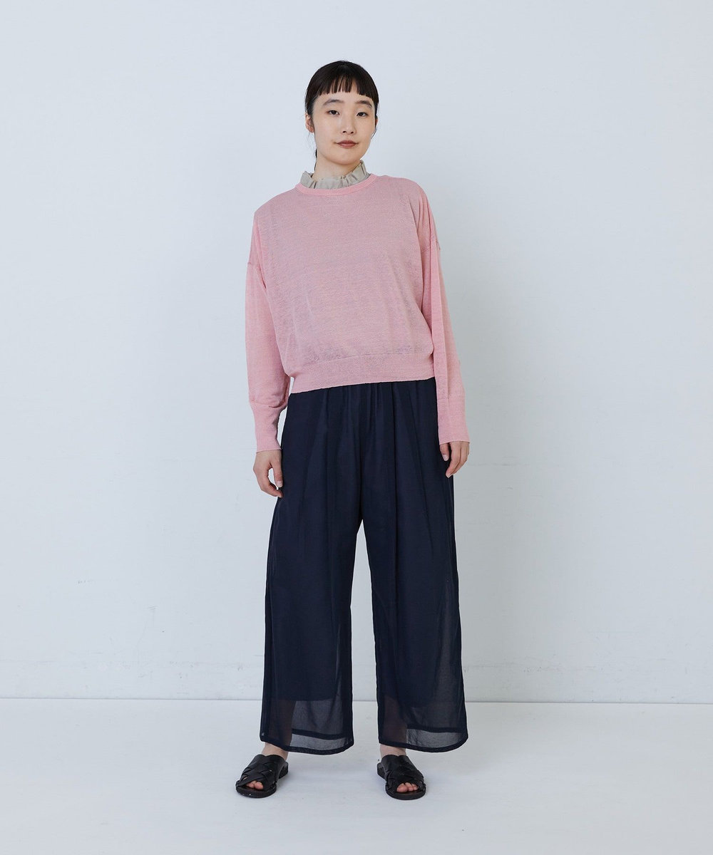 LOISIR 【MTサイズ有り】コットンレイヤードパンツ ネイビー