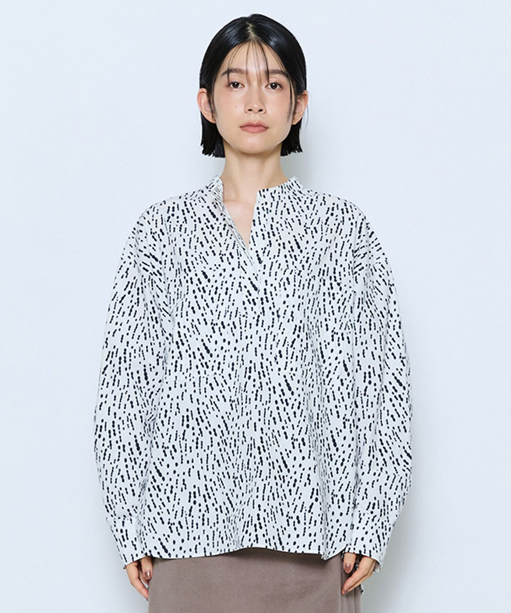 MOGA feerique ドローイングドットPtスキッパーシャツ ホワイト