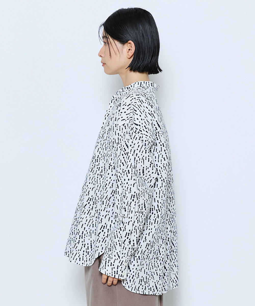 MOGA feerique ドローイングドットPtスキッパーシャツ ホワイト