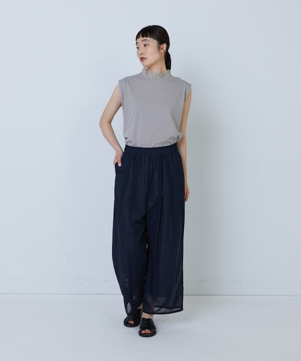 LOISIR 【MTサイズ有り】コットンレイヤードパンツ ネイビー