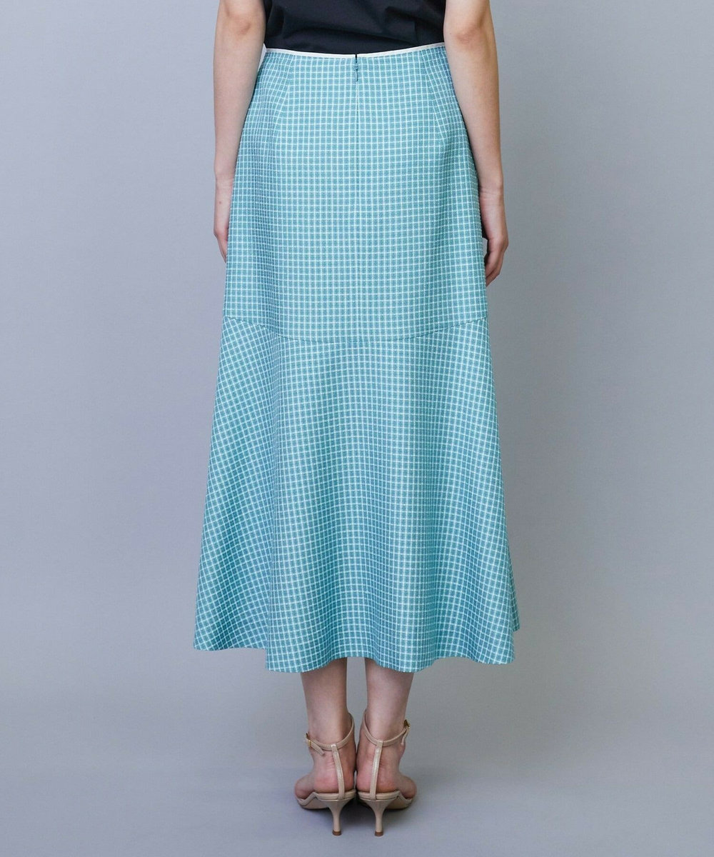 L'EQUIPE COUTURIER シルクテープチェックスカート サックスブルー