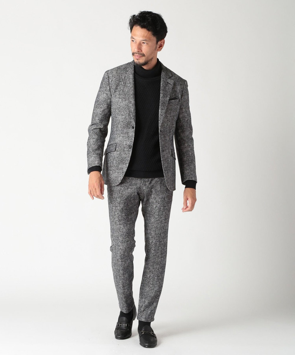 MEN'S BIGI 【ACTIVE TAILOR】ヒートパフォーマーツイード調プリントパンツ（セットアップ対応） ブラック