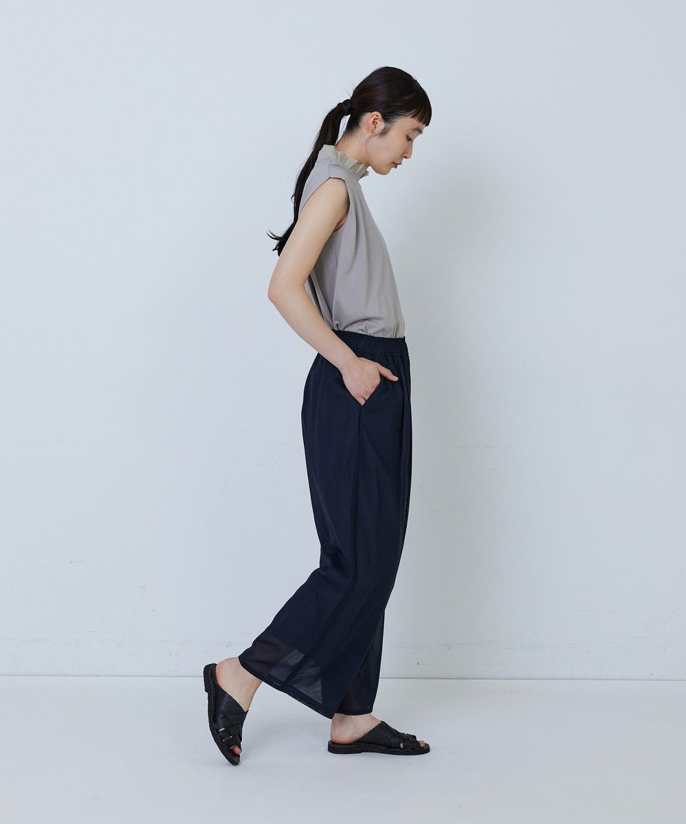 LOISIR 【MTサイズ有り】コットンレイヤードパンツ ネイビー