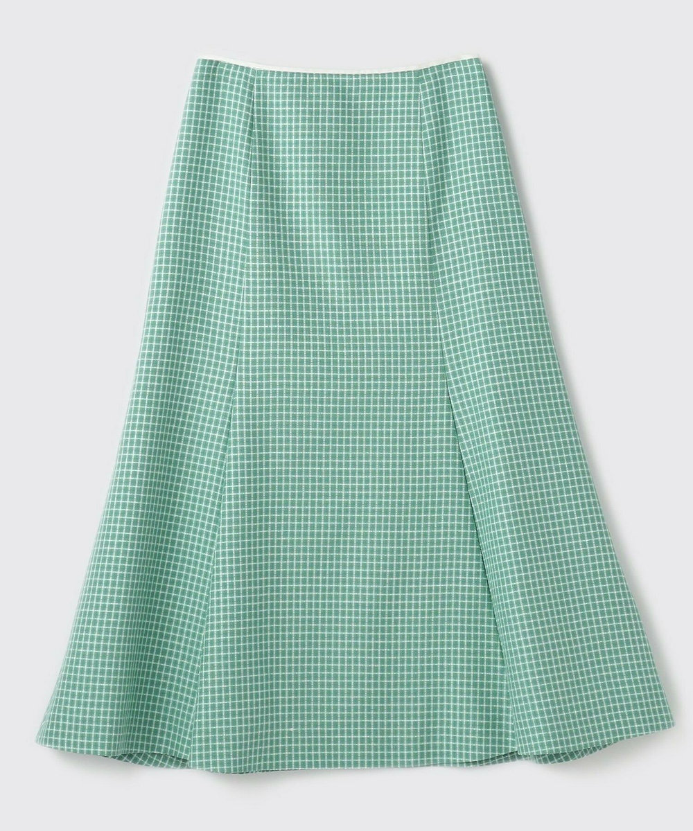 L'EQUIPE COUTURIER シルクテープチェックスカート サックスブルー