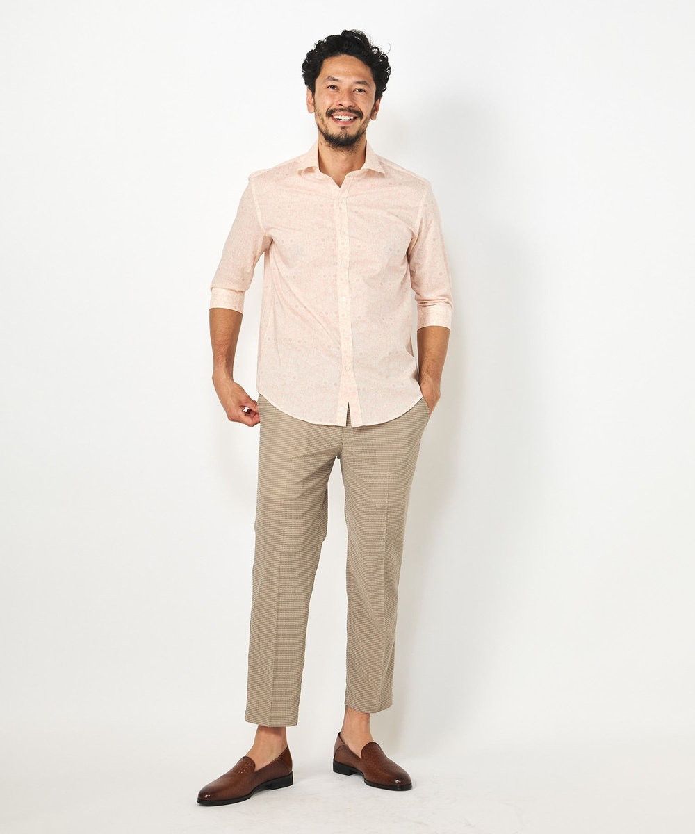 MEN'S BIGI 3Dサッカーストレッチアンクル丈イージーパンツ ベージュ