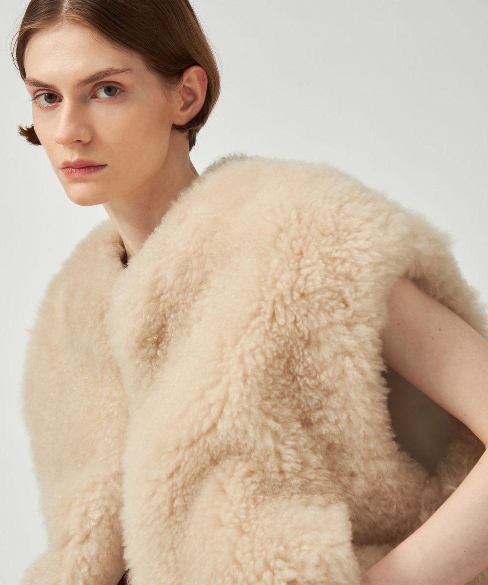 DÉPAREILLÉ CASHMERE FUR VEST / カシミヤファーベスト ベージュ