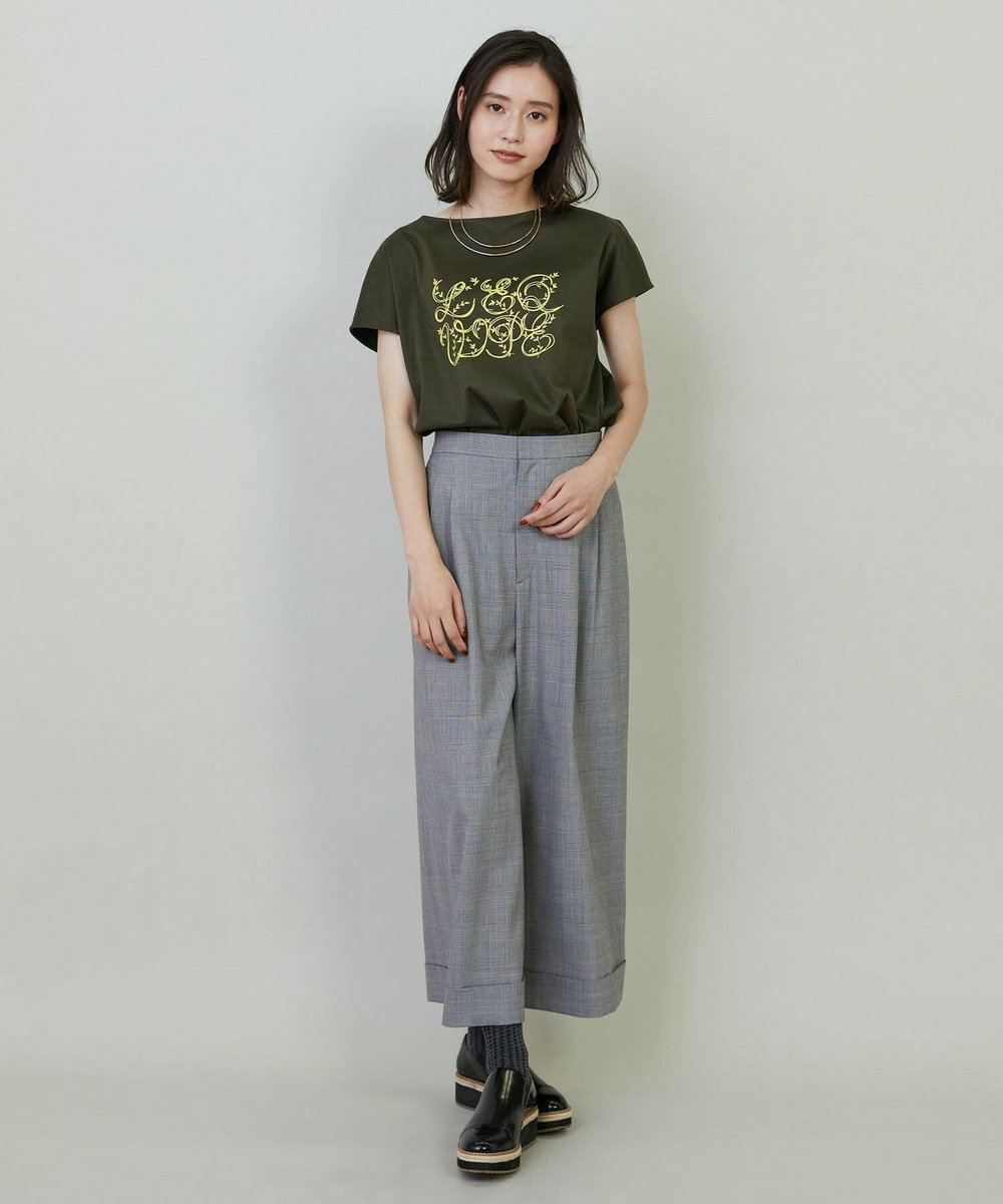 L'EQUIPE Lサイズ（大きいサイズ） 【大きいサイズ】コットンスムースロゴTシャツ カーキ