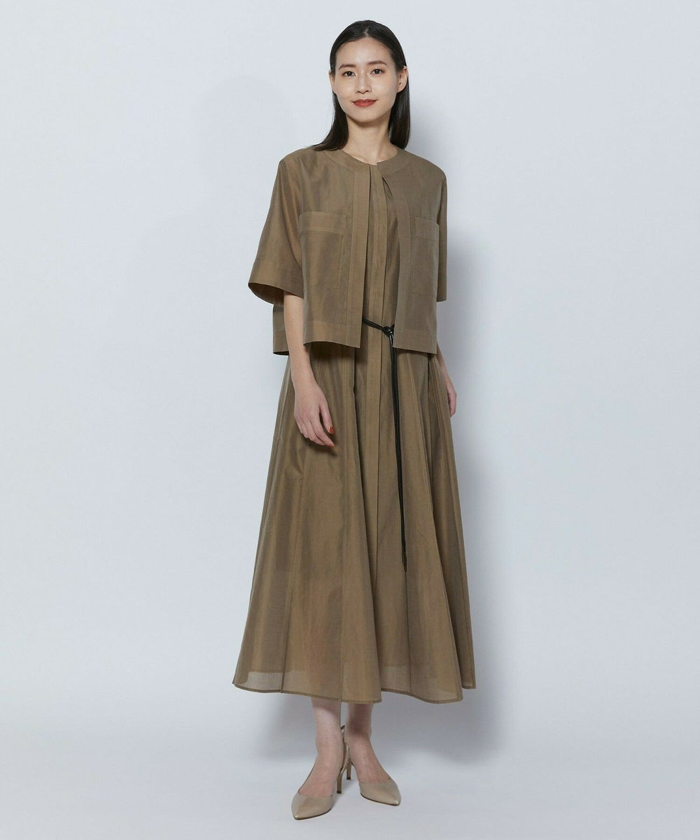 L'EQUIPE COUTURIER C/SEオーガンジーノーカラージャケット モカ